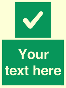 Custom green background, green square with tick sign